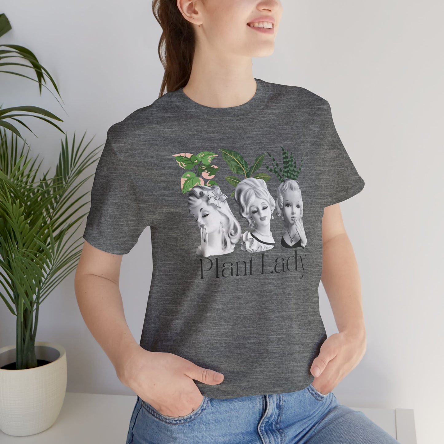 Plant Lady -Head Vase Shirt - Vintage Lady Head Vase- Unisex Jersey Short Sleeve Tee