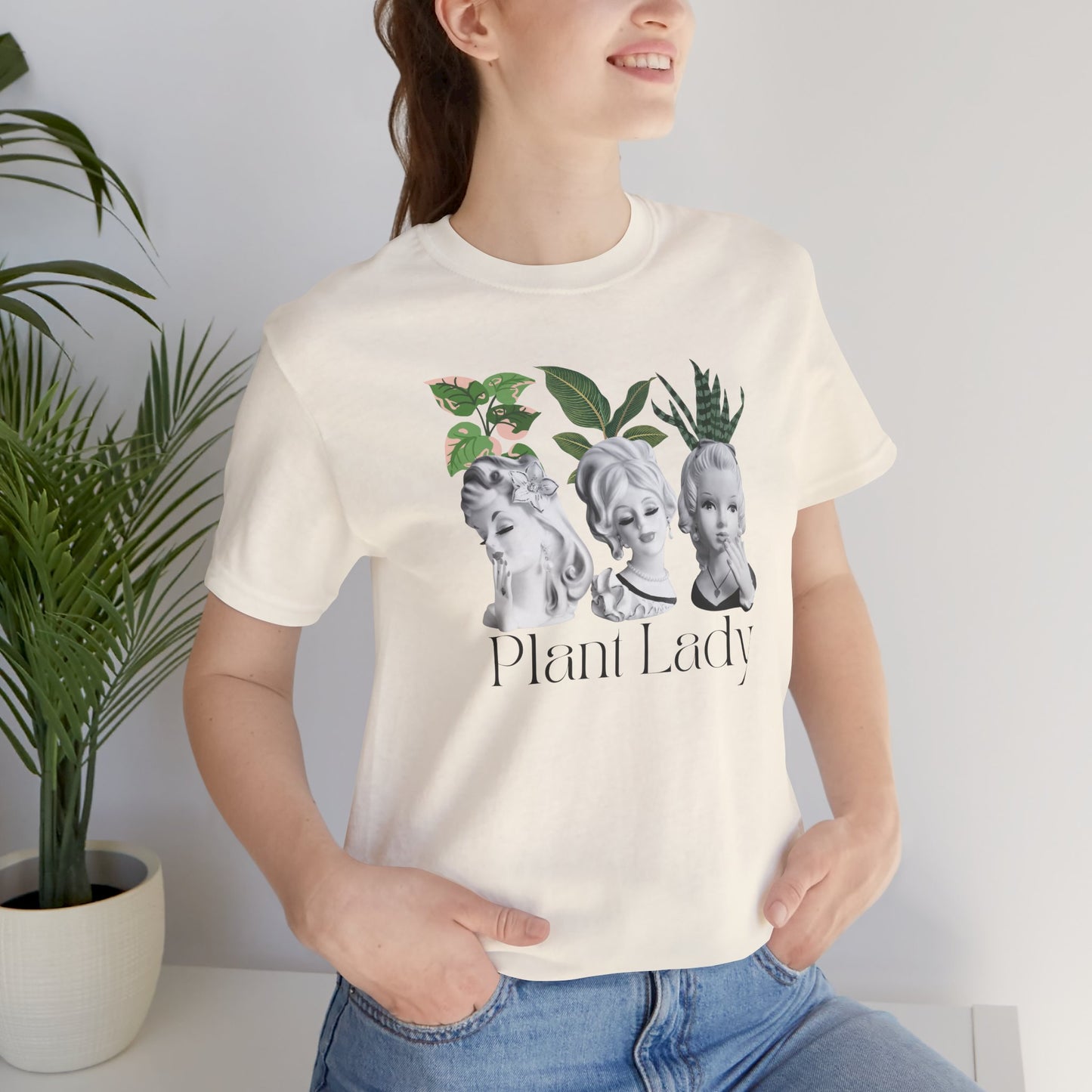 Plant Lady -Head Vase Shirt - Vintage Lady Head Vase- Unisex Jersey Short Sleeve Tee
