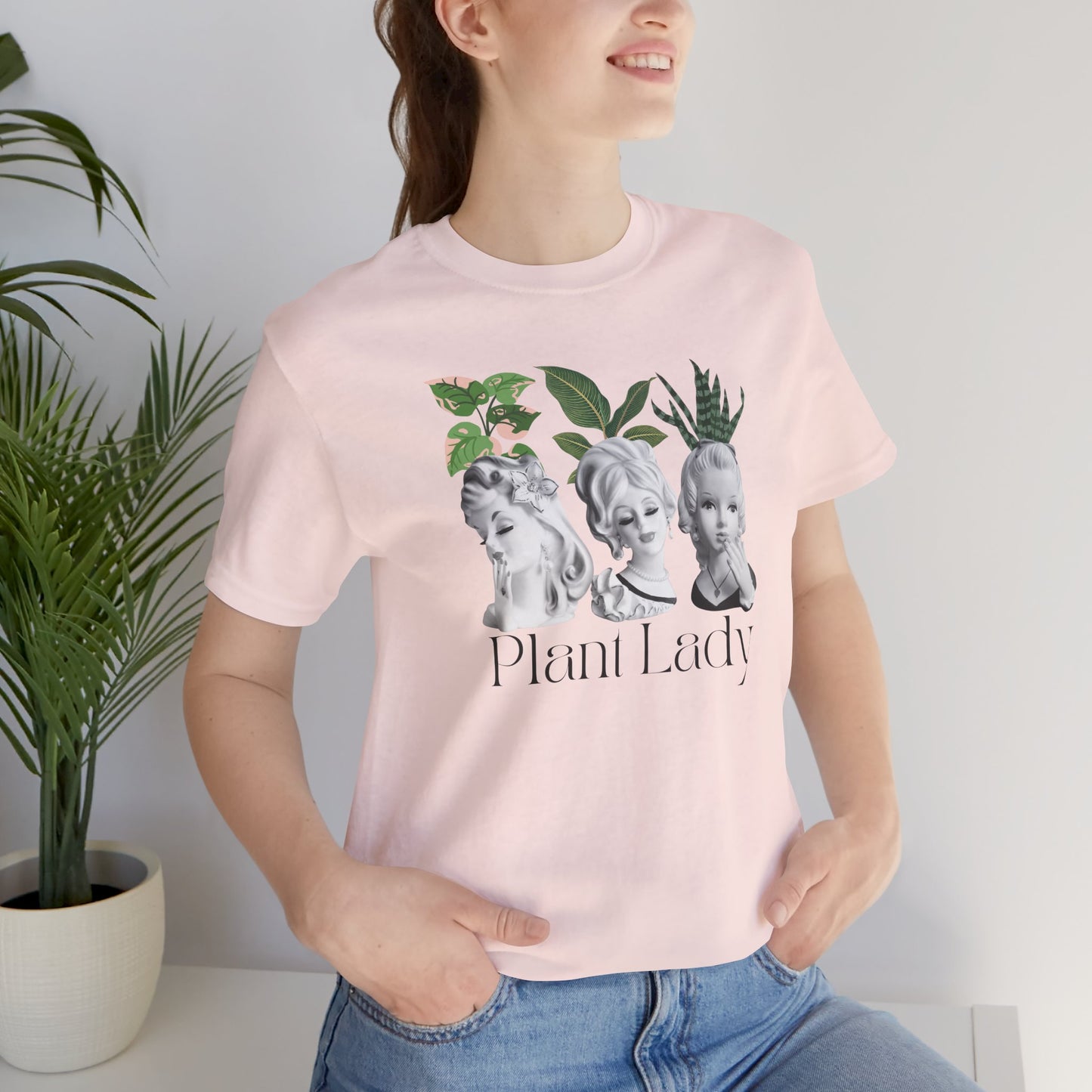 Plant Lady -Head Vase Shirt - Vintage Lady Head Vase- Unisex Jersey Short Sleeve Tee