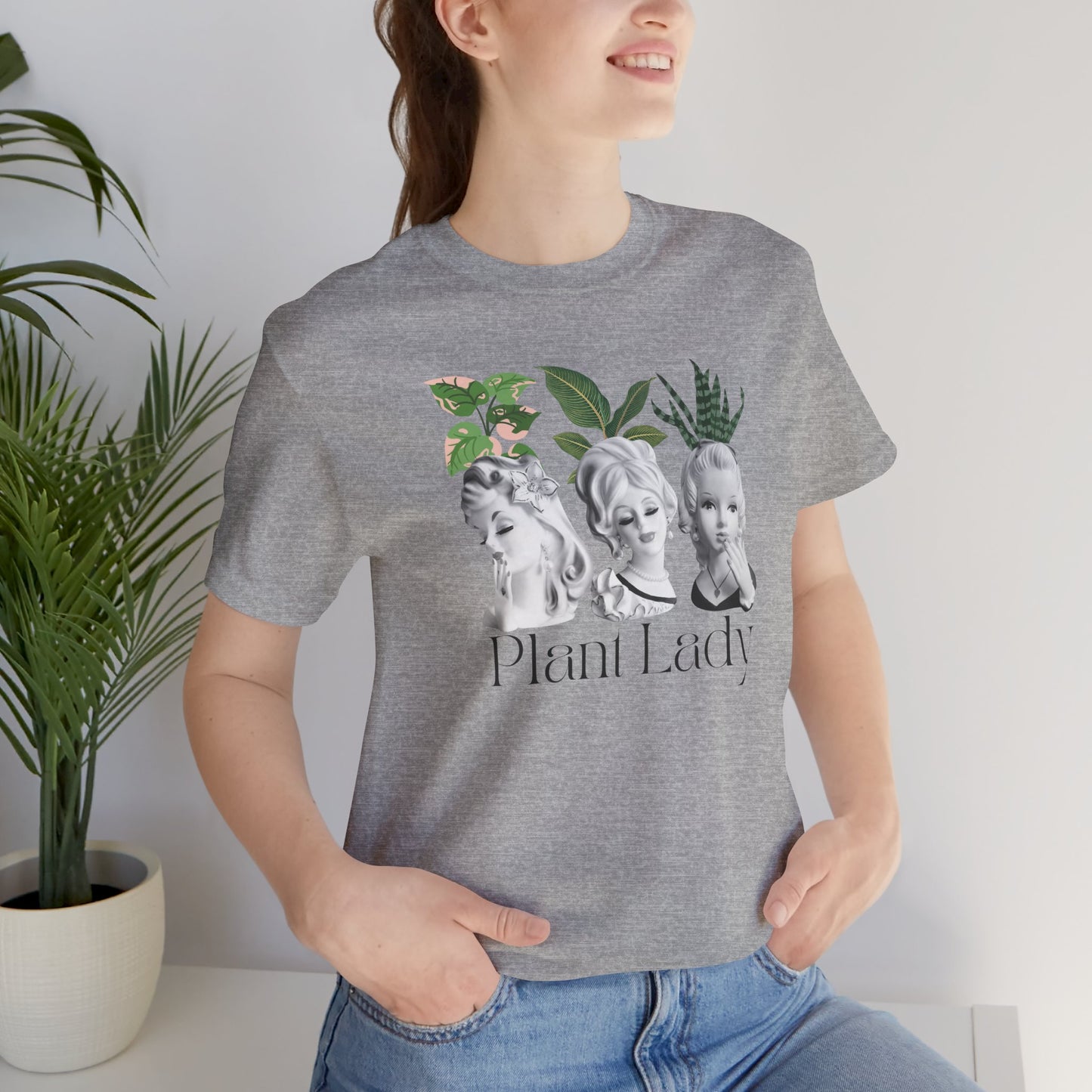 Plant Lady -Head Vase Shirt - Vintage Lady Head Vase- Unisex Jersey Short Sleeve Tee