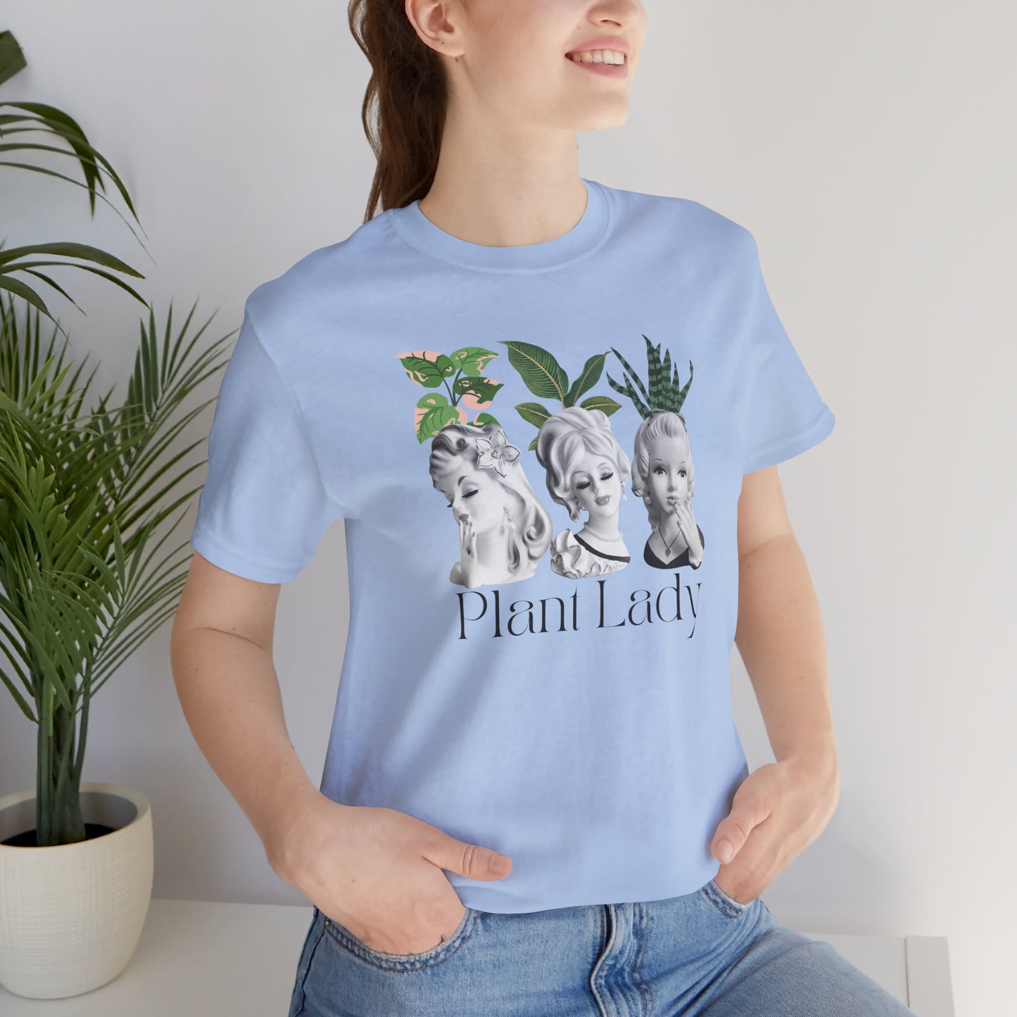 Plant Lady -Head Vase Shirt - Vintage Lady Head Vase- Unisex Jersey Short Sleeve Tee