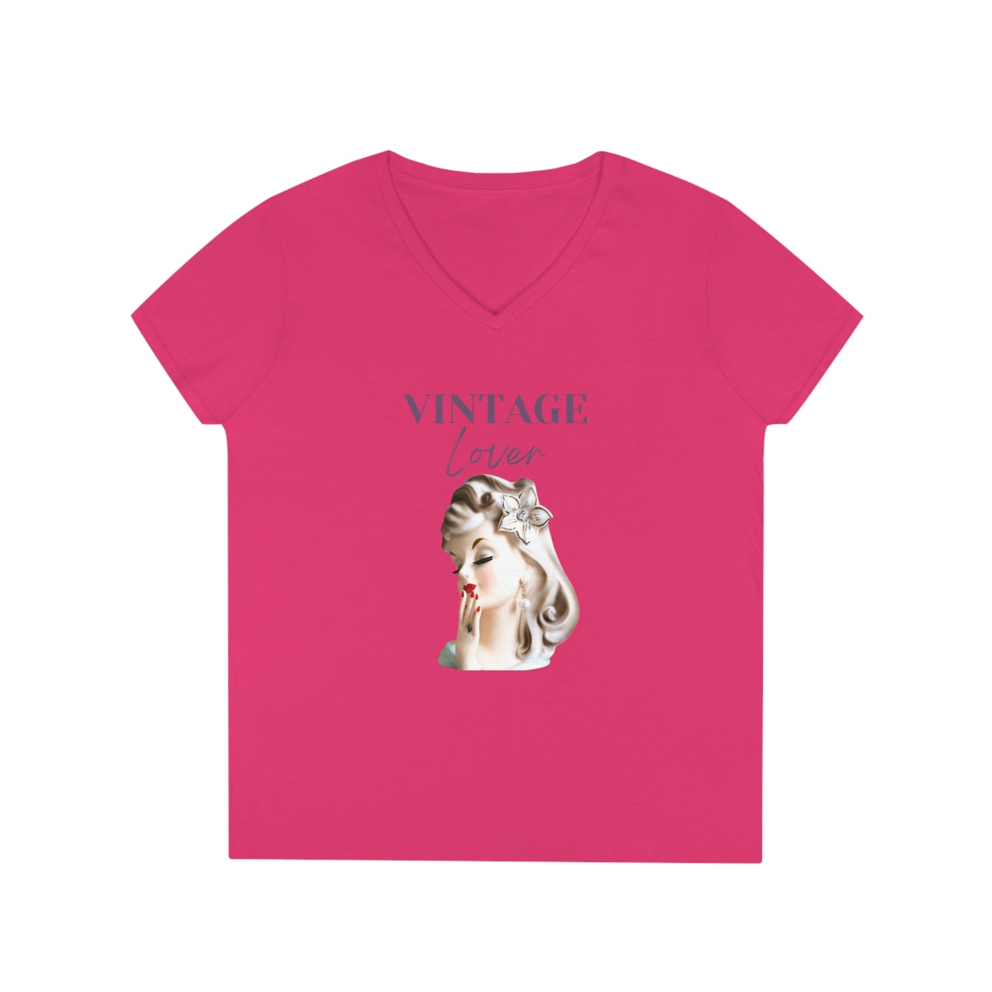 Lady Head Vase Shirt - Head Vase Shirt- Vintage Lover- Vintage Love- Head Vase Shirt-Ladies' V-Neck T-Shirt