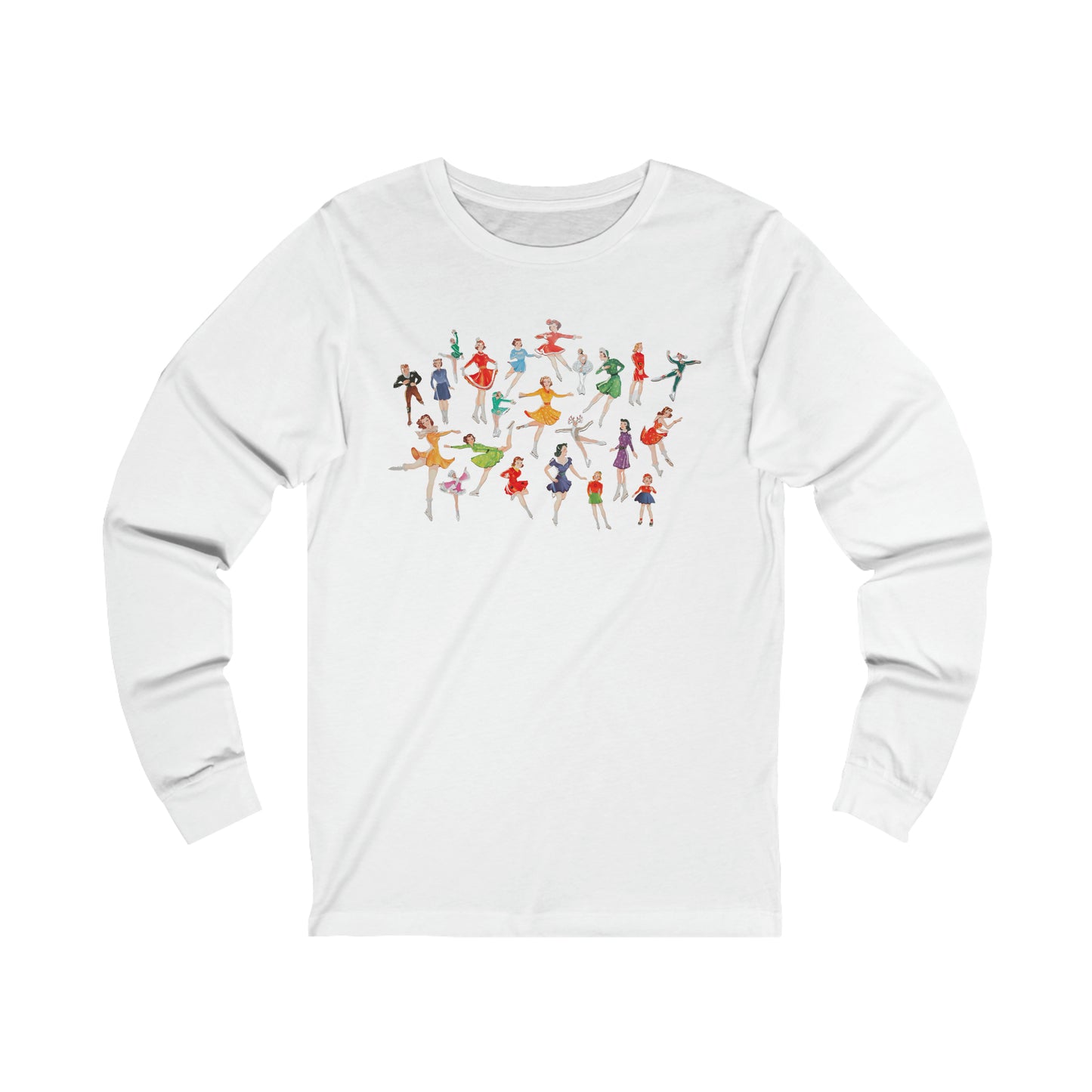 Ice Skating T Shirt - Vintage Ice Skaters - Vintage Paper Dolls - Figure Skating- Unisex Jersey Long Sleeve Tee