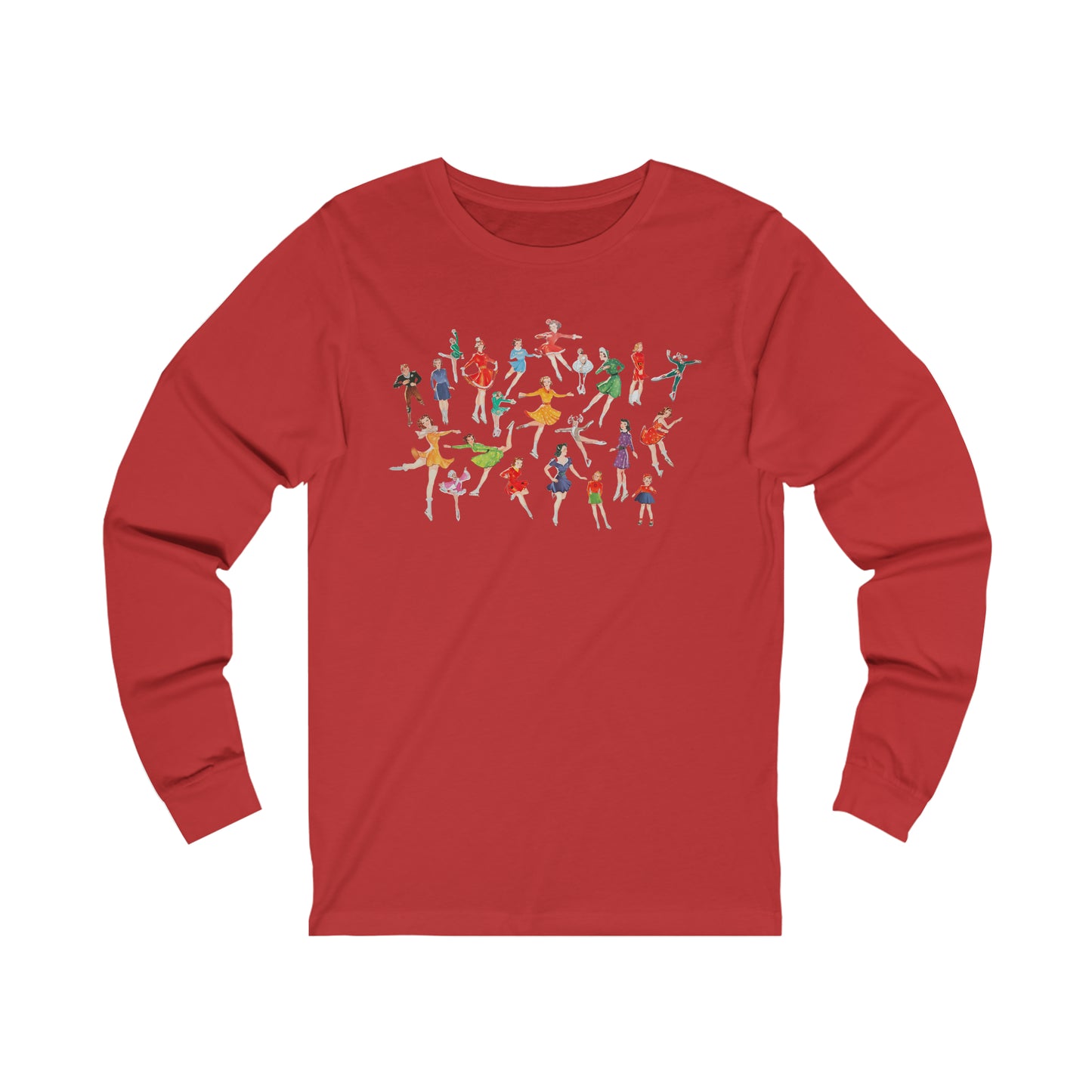 Ice Skating T Shirt - Vintage Ice Skaters - Vintage Paper Dolls - Figure Skating- Unisex Jersey Long Sleeve Tee