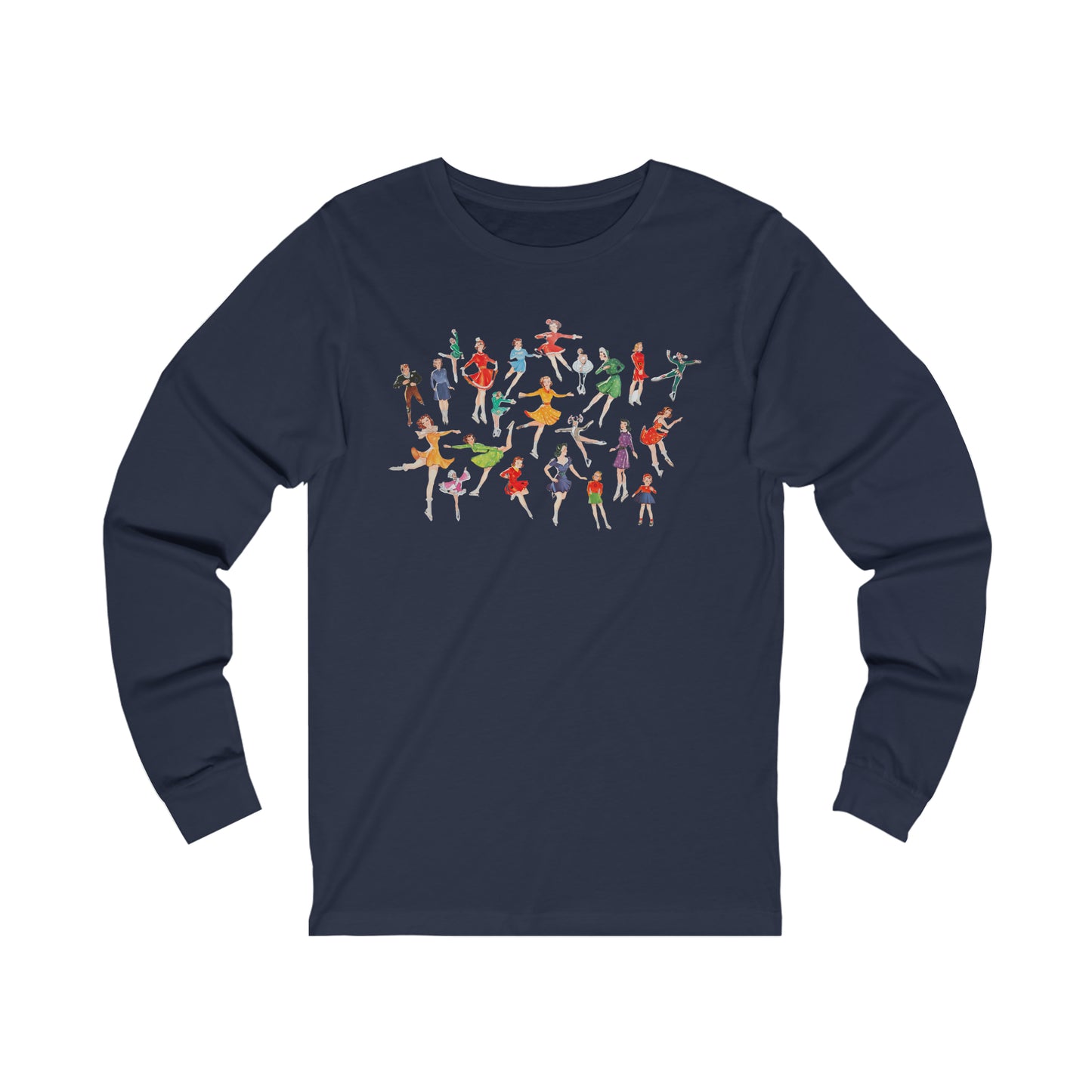 Ice Skating T Shirt - Vintage Ice Skaters - Vintage Paper Dolls - Figure Skating- Unisex Jersey Long Sleeve Tee