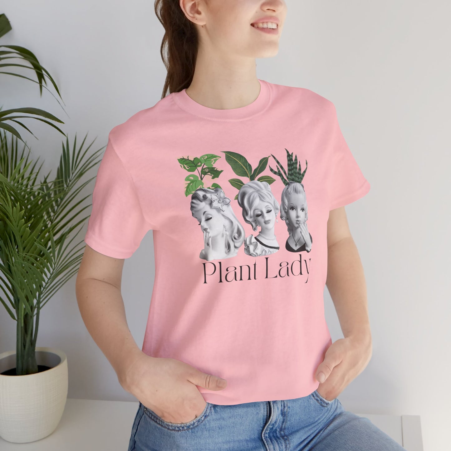 Plant Lady -Head Vase Shirt - Vintage Lady Head Vase- Unisex Jersey Short Sleeve Tee