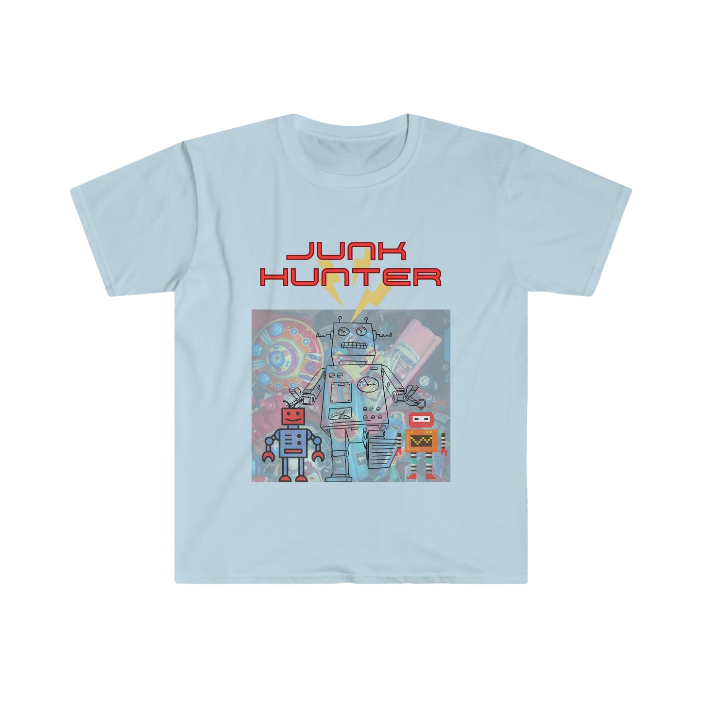 Junk Hunter - Adult Size Tee - Robot Shirt- Unisex Softstyle T-Shirt