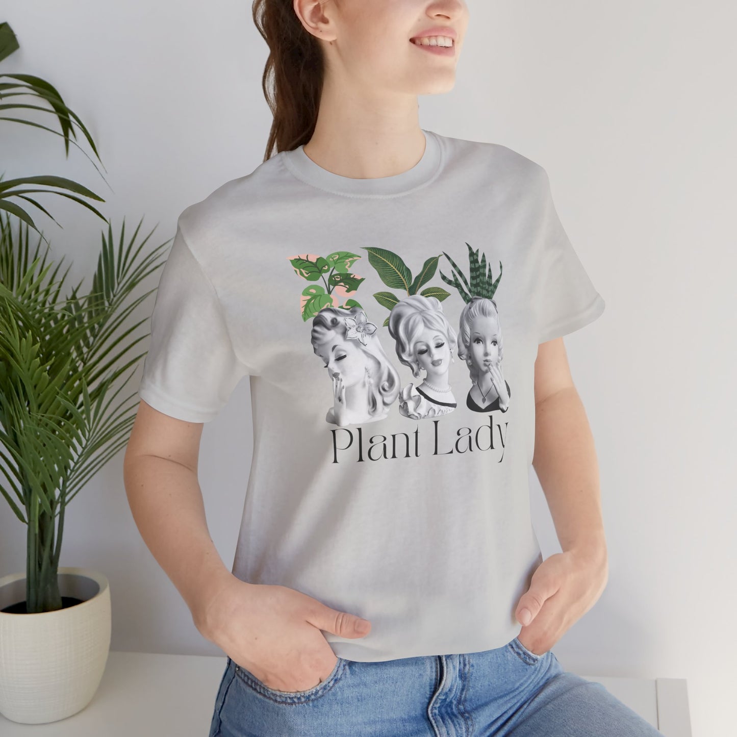 Plant Lady -Head Vase Shirt - Vintage Lady Head Vase- Unisex Jersey Short Sleeve Tee