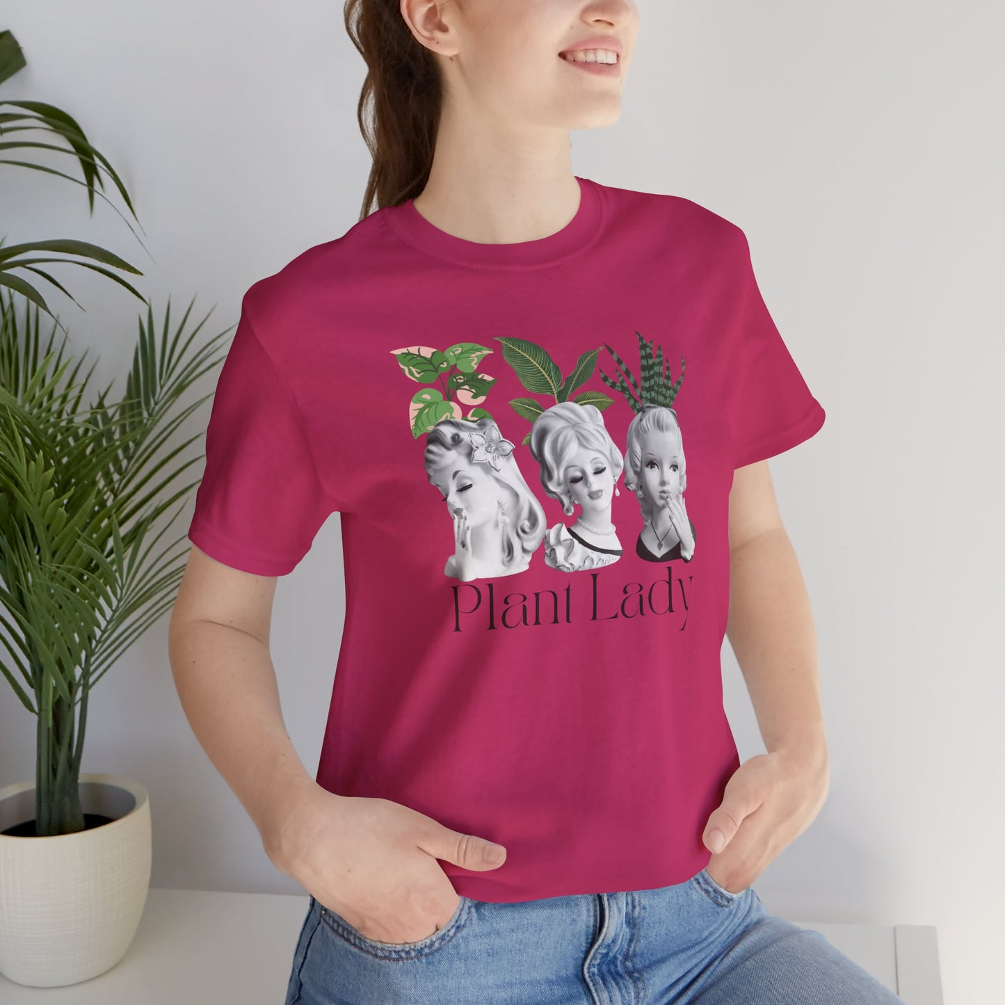 Plant Lady -Head Vase Shirt - Vintage Lady Head Vase- Unisex Jersey Short Sleeve Tee