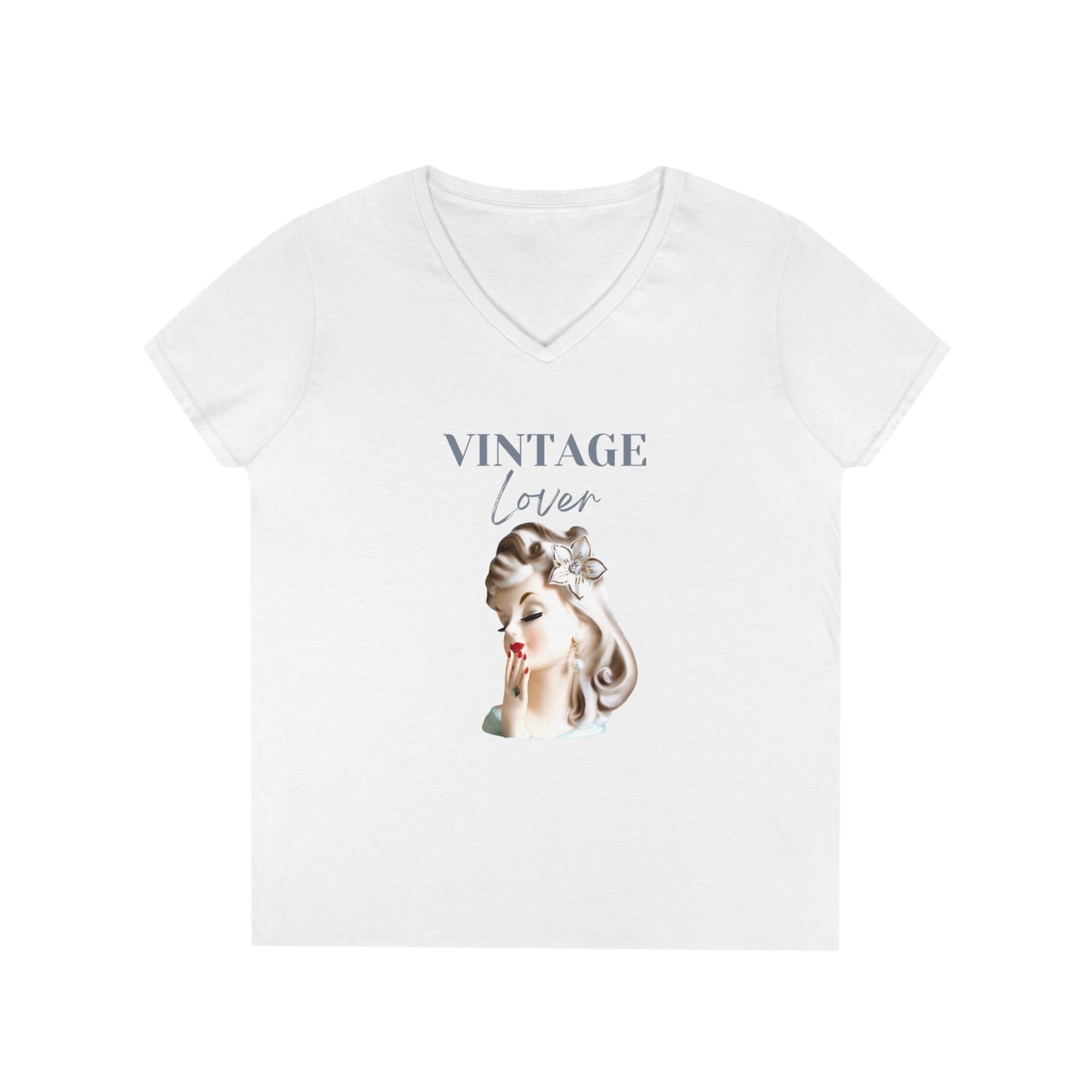 Lady Head Vase Shirt - Head Vase Shirt- Vintage Lover- Vintage Love- Head Vase Shirt-Ladies' V-Neck T-Shirt