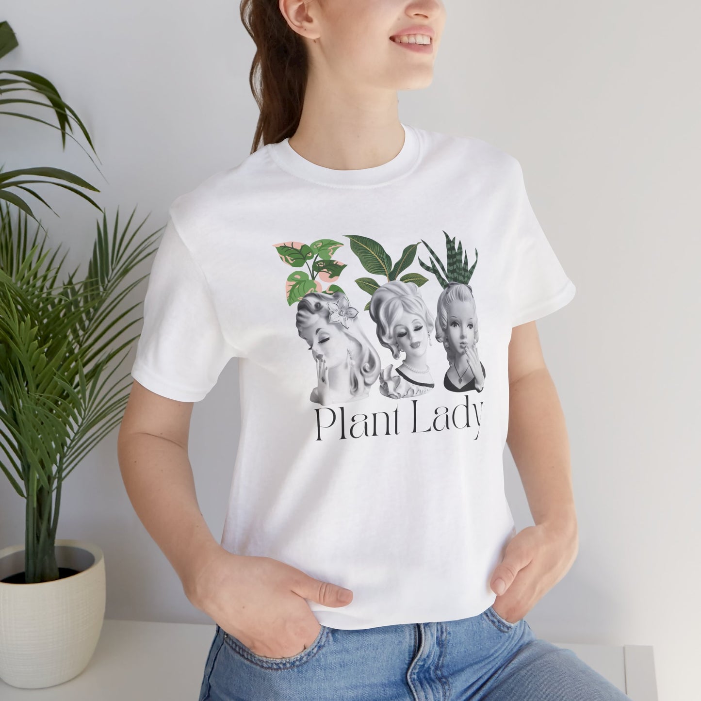 Plant Lady -Head Vase Shirt - Vintage Lady Head Vase- Unisex Jersey Short Sleeve Tee