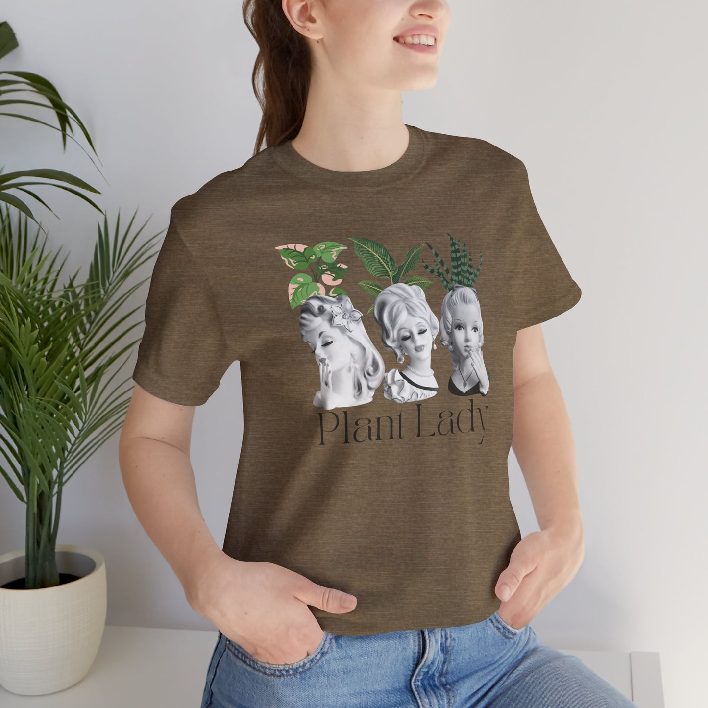 Plant Lady -Head Vase Shirt - Vintage Lady Head Vase- Unisex Jersey Short Sleeve Tee
