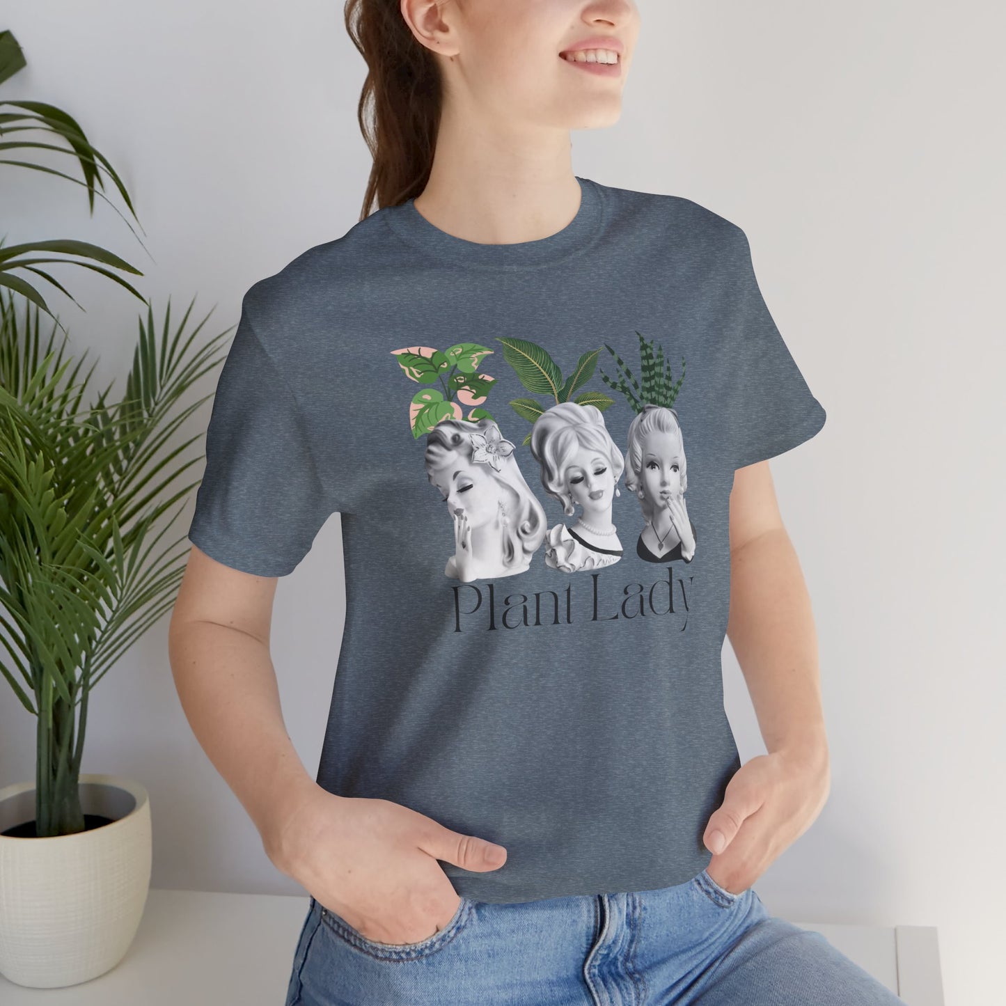 Plant Lady -Head Vase Shirt - Vintage Lady Head Vase- Unisex Jersey Short Sleeve Tee