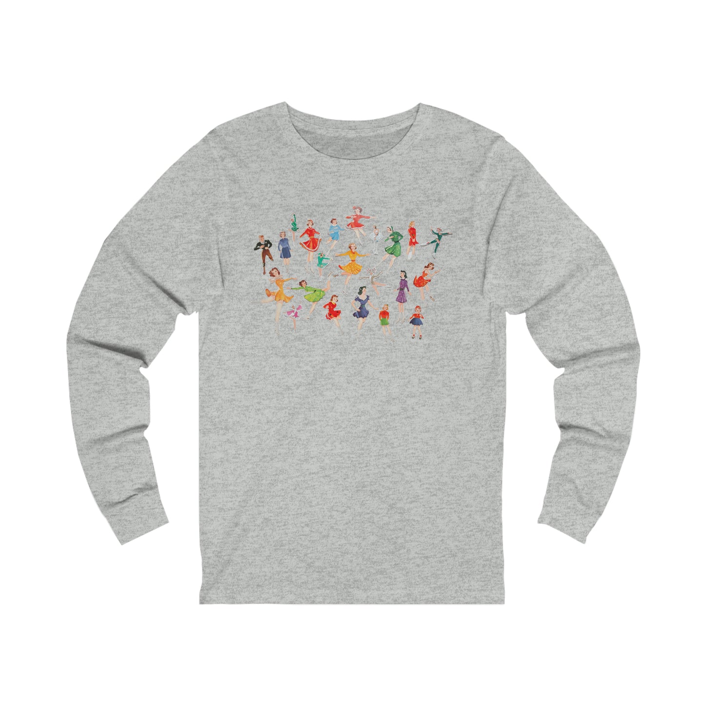 Ice Skating T Shirt - Vintage Ice Skaters - Vintage Paper Dolls - Figure Skating- Unisex Jersey Long Sleeve Tee