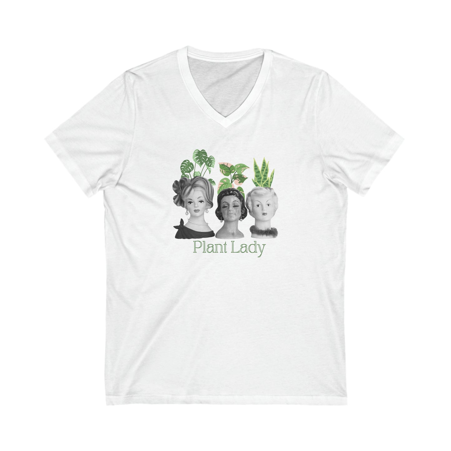 Plant Lady Shirt - Vintage Lady Head Vase Shirt - Plant Lady - Retro Shirt - Unisex Jersey Short Sleeve V-Neck Tee