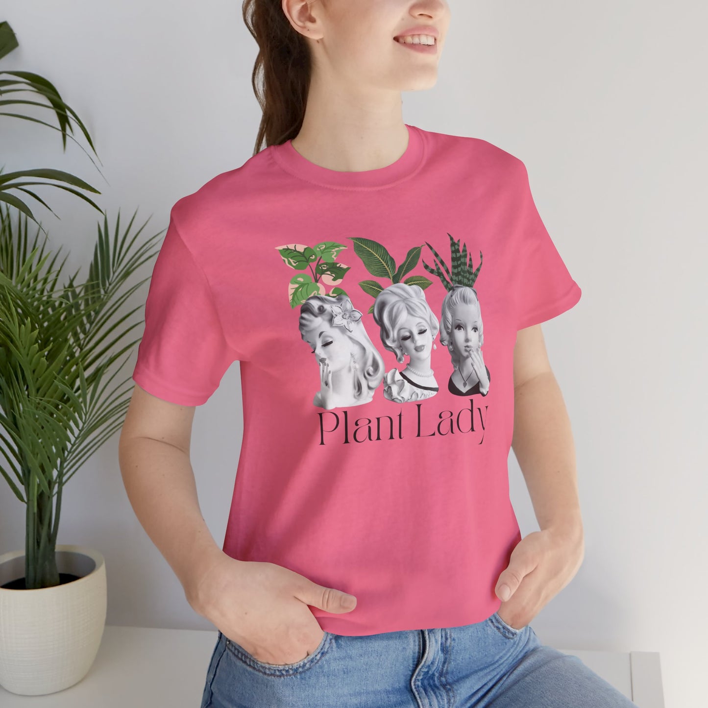 Plant Lady -Head Vase Shirt - Vintage Lady Head Vase- Unisex Jersey Short Sleeve Tee