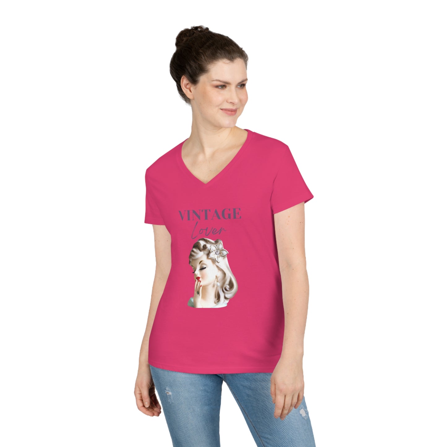 Lady Head Vase Shirt - Head Vase Shirt- Vintage Lover- Vintage Love- Head Vase Shirt-Ladies' V-Neck T-Shirt
