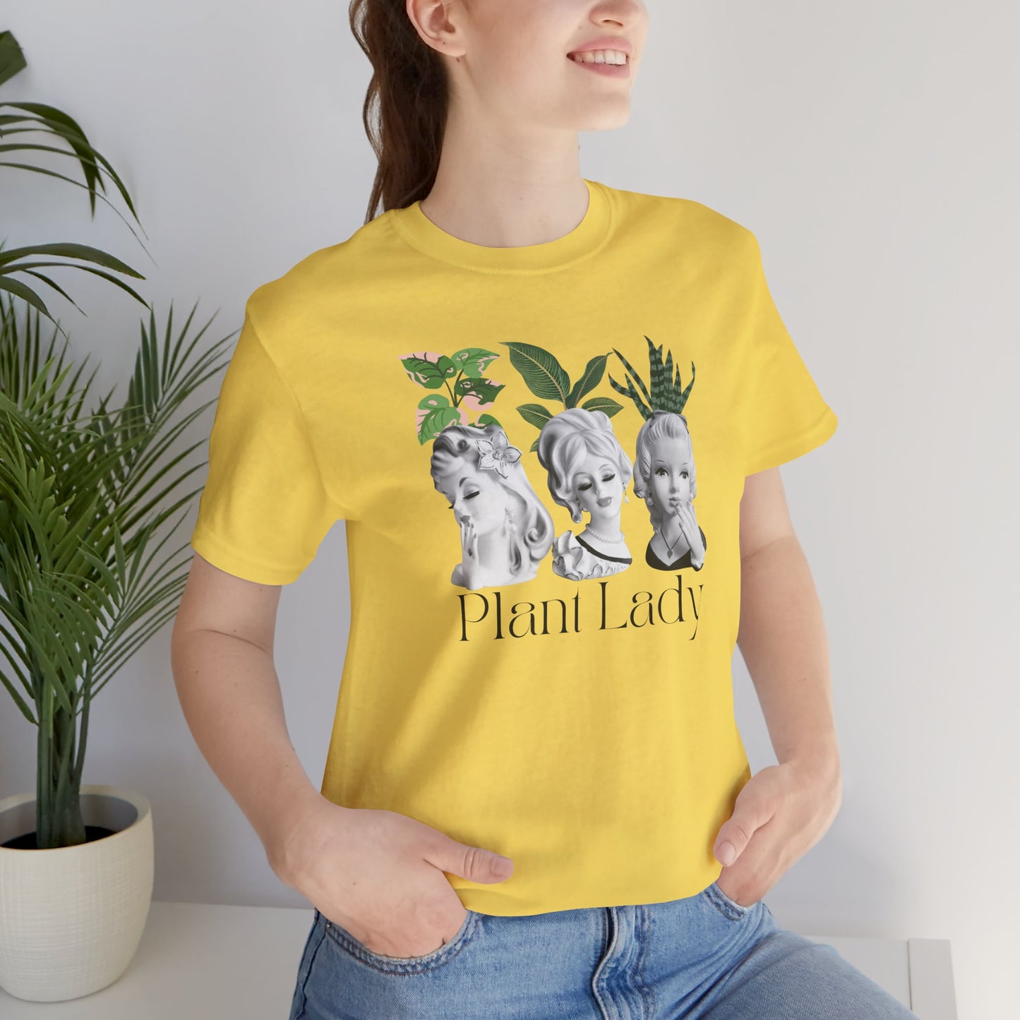 Plant Lady -Head Vase Shirt - Vintage Lady Head Vase- Unisex Jersey Short Sleeve Tee