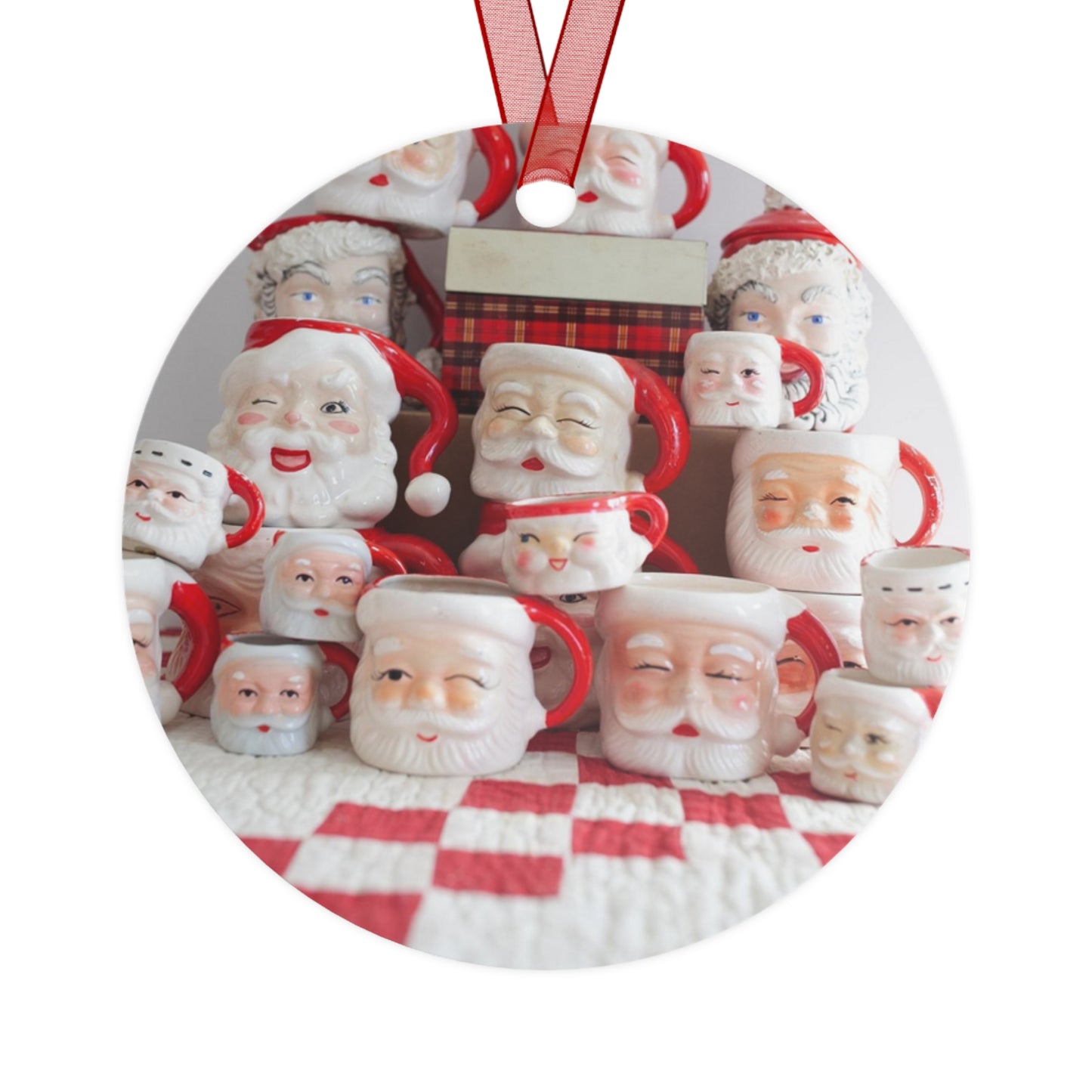 Santa Mug - Vintage Santa Mug - Santa Mugs - Christmas Santa- Santa Mug Ornament-Metal Ornaments