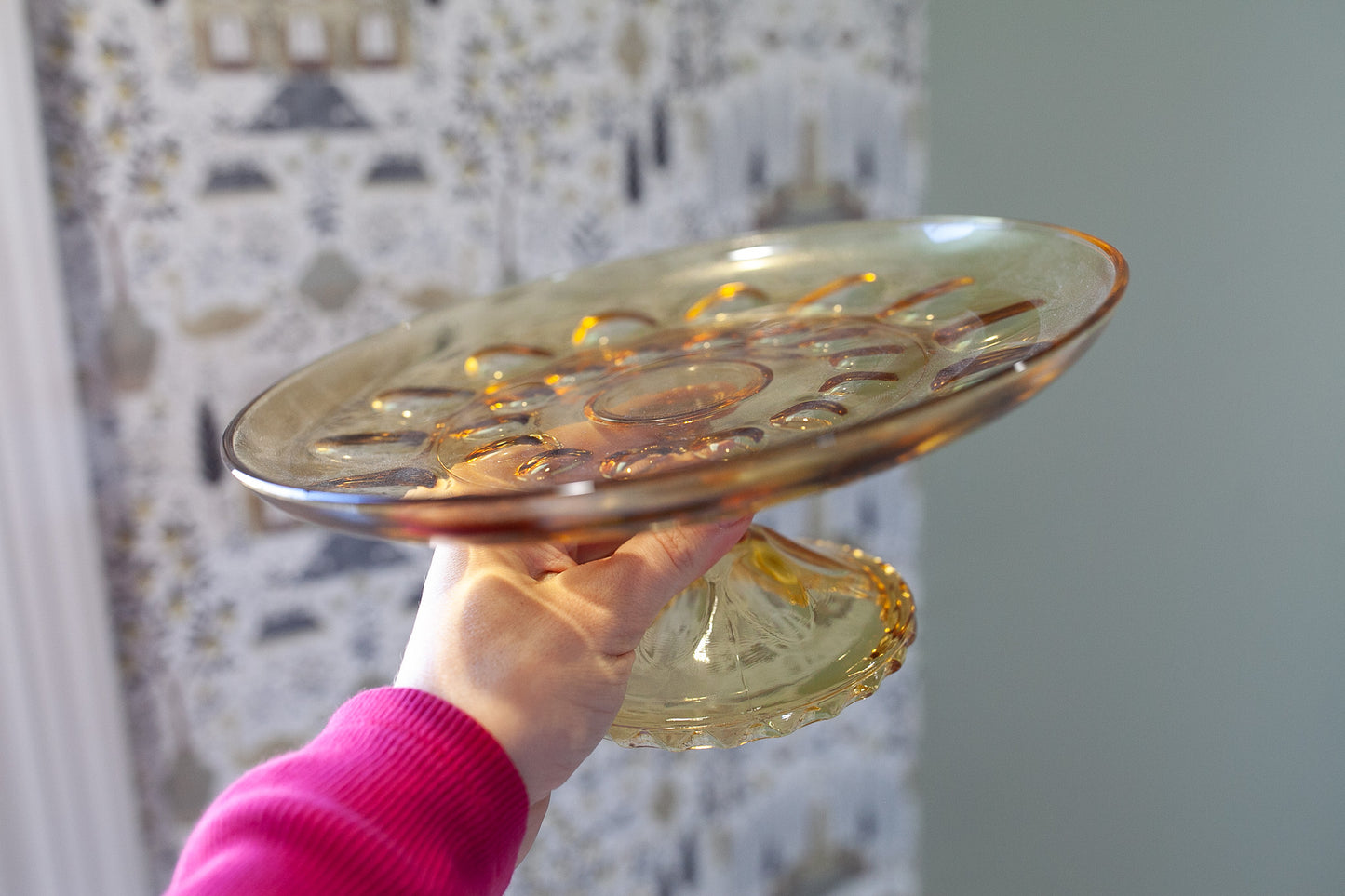 Vintage Amber Glass Cake Stand