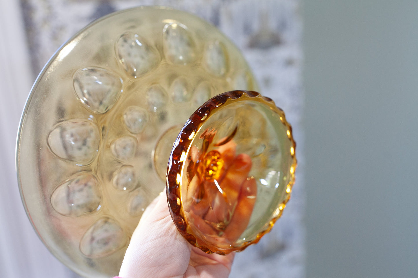 Vintage Amber Glass Cake Stand