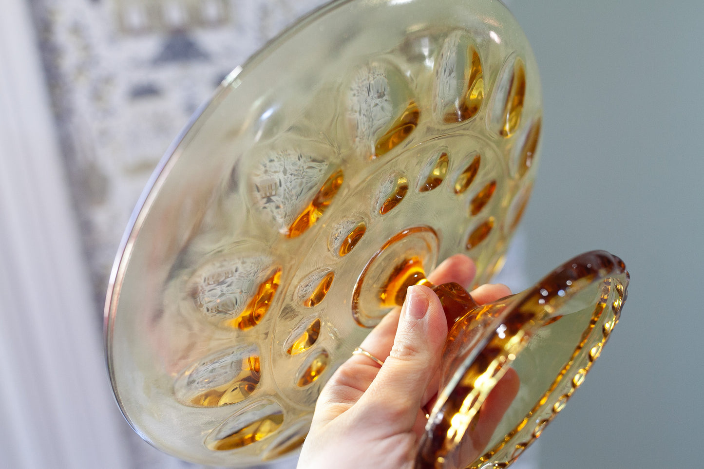 Vintage Amber Glass Cake Stand