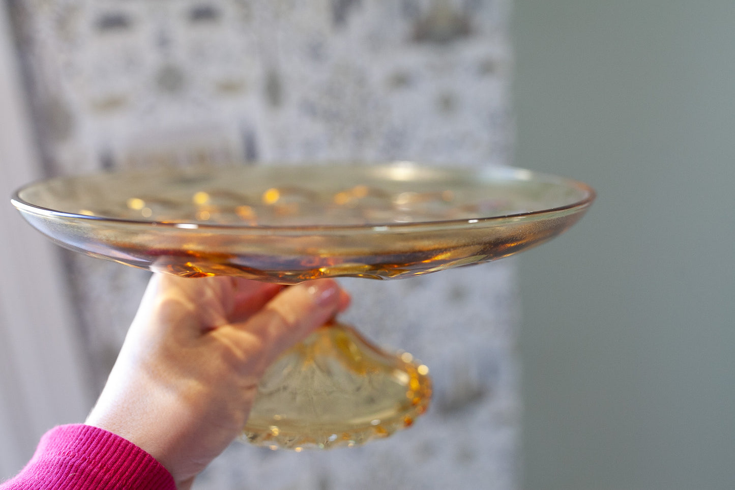 Vintage Amber Glass Cake Stand