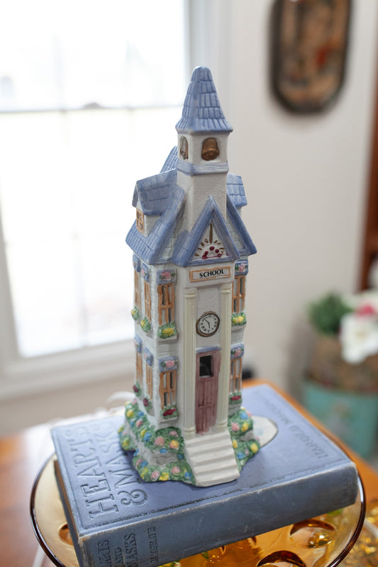 Vintage School Light UP House- Easter Village- Light up Village