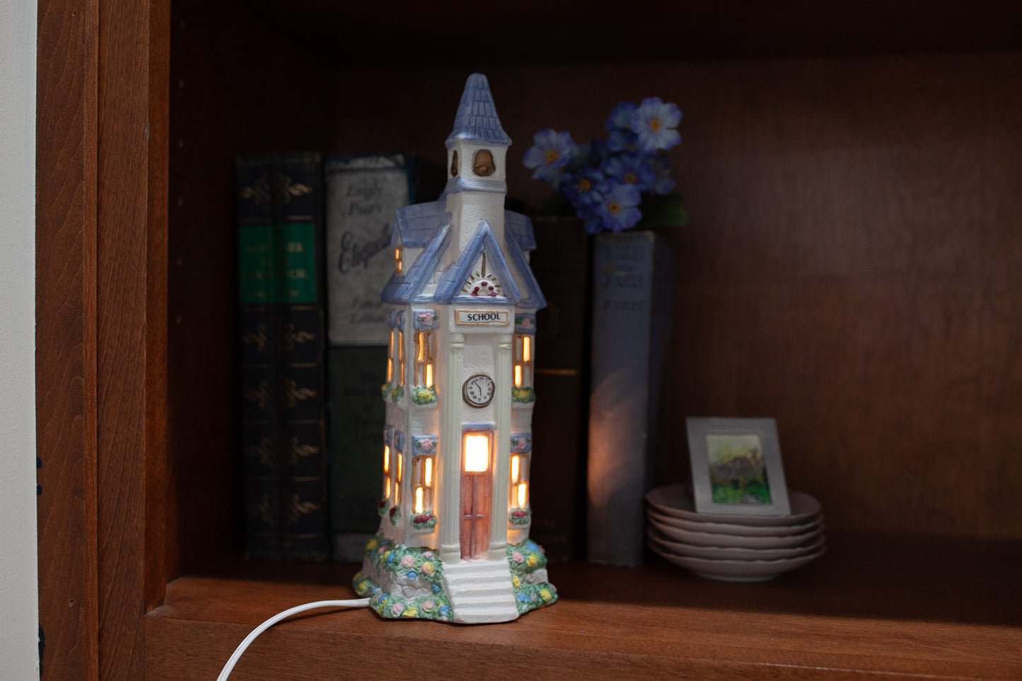 Vintage School Light UP House- Easter Village- Light up Village