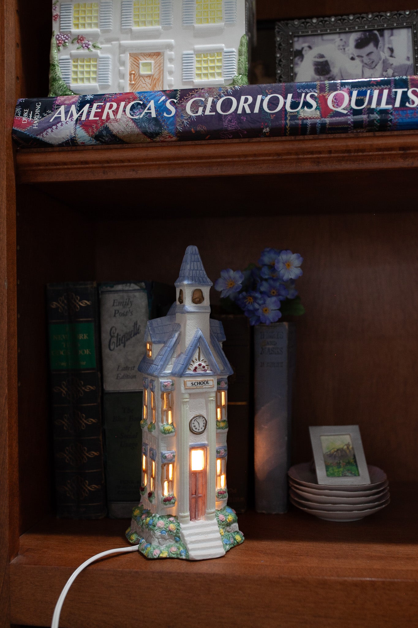 Vintage School Light UP House- Easter Village- Light up Village