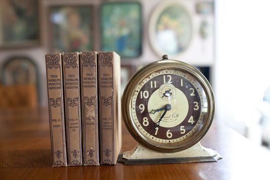 Vintage Clock- National Call Eight Day Automatic Alarm Clock- Decorative Clock