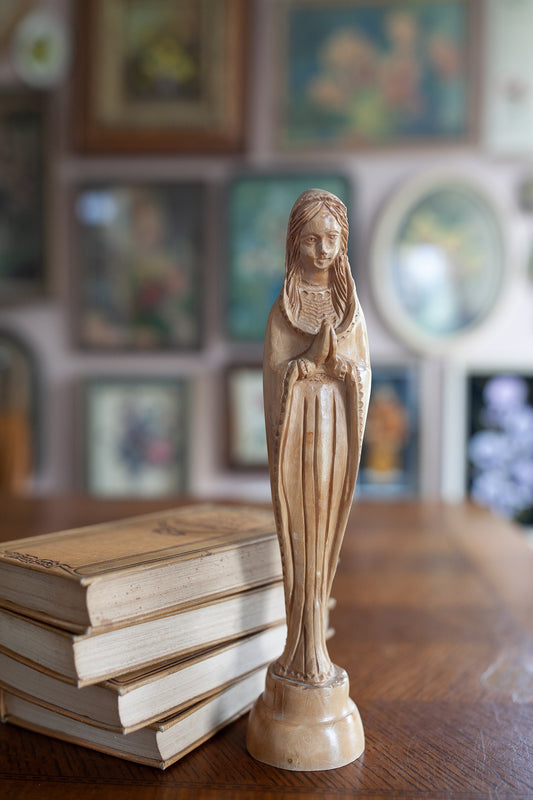 Mary Statue- Vintage Wooden Mary Statue- Wood Statue