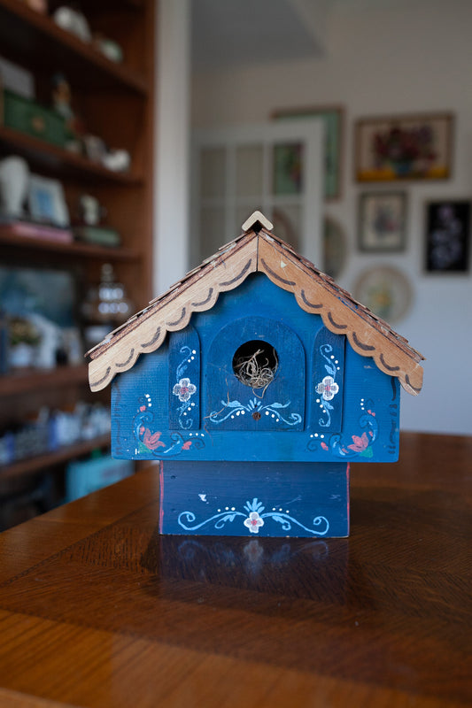 Vintage Bird House- Wooden Hand Painted Bird House