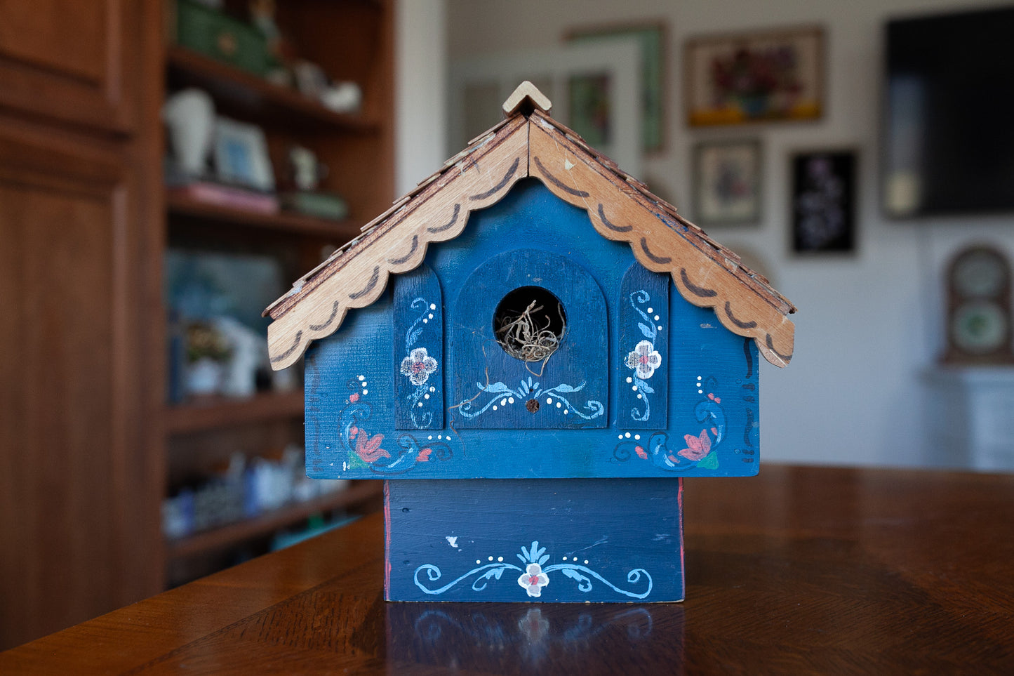 Vintage Bird House- Wooden Hand Painted Bird House