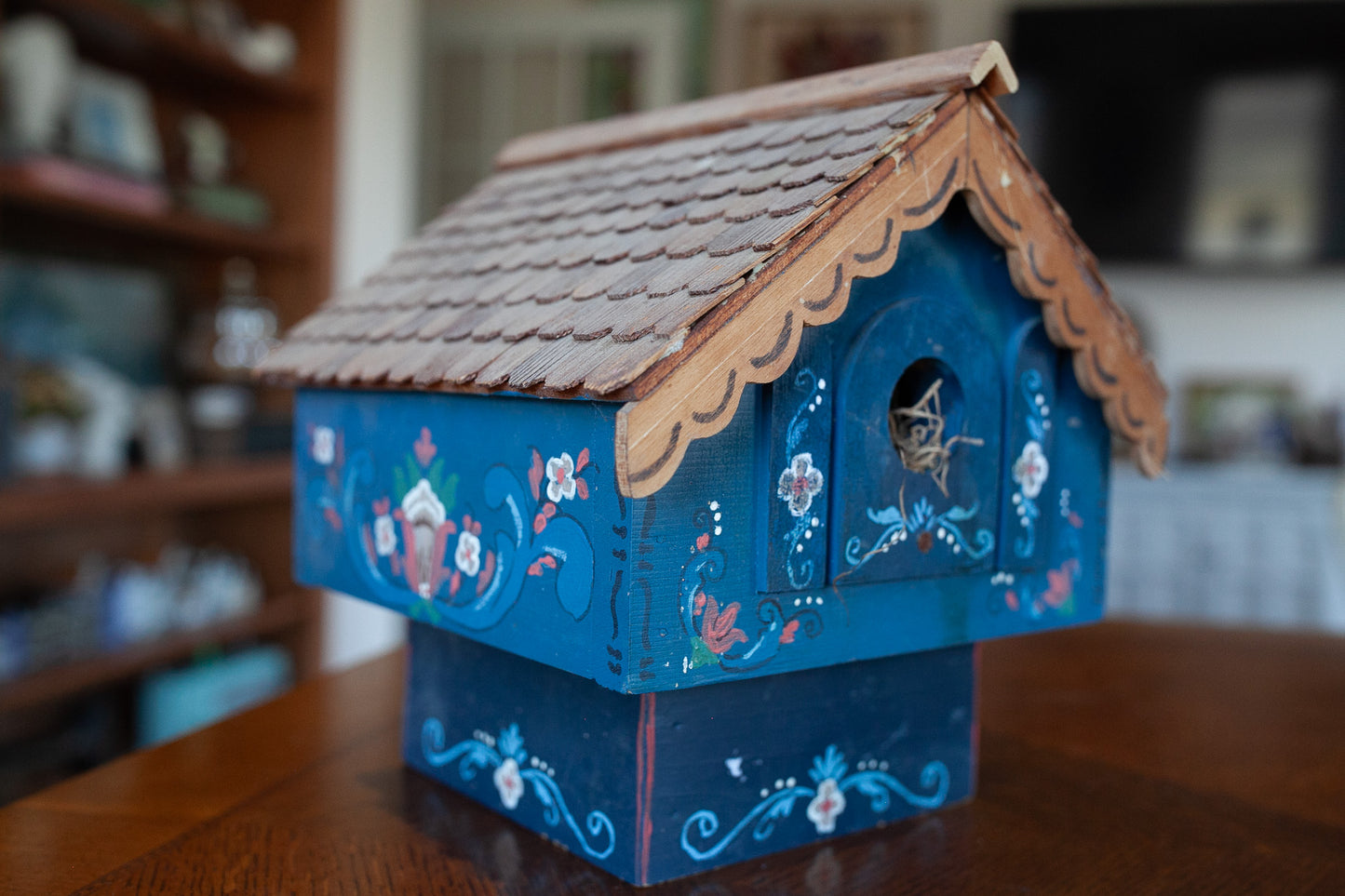 Vintage Bird House- Wooden Hand Painted Bird House