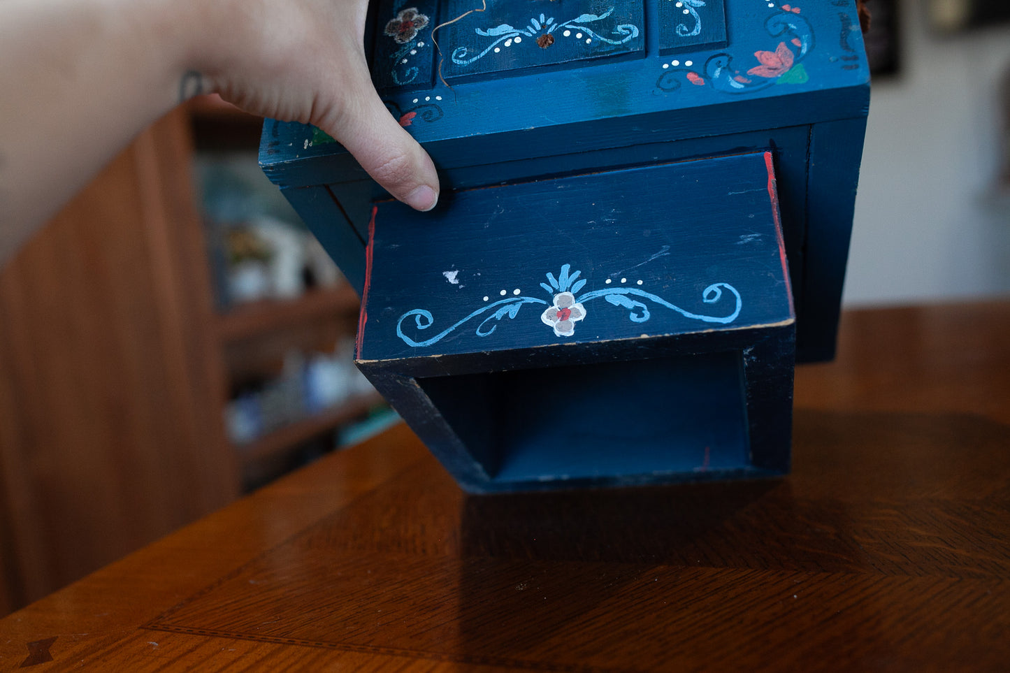 Vintage Bird House- Wooden Hand Painted Bird House