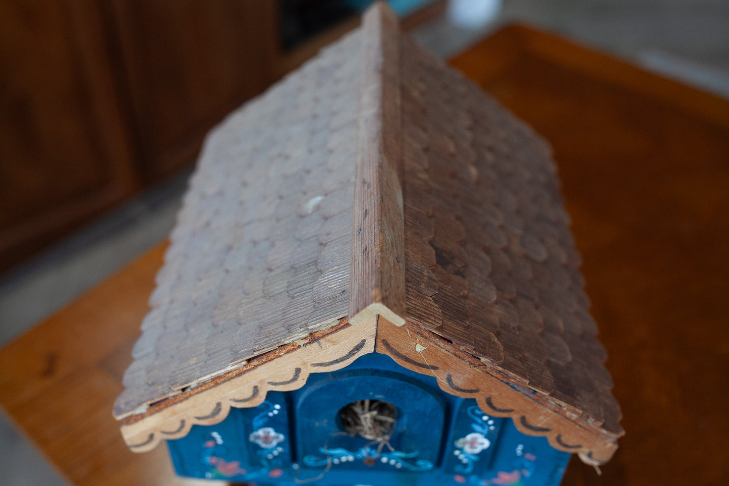 Vintage Bird House- Wooden Hand Painted Bird House