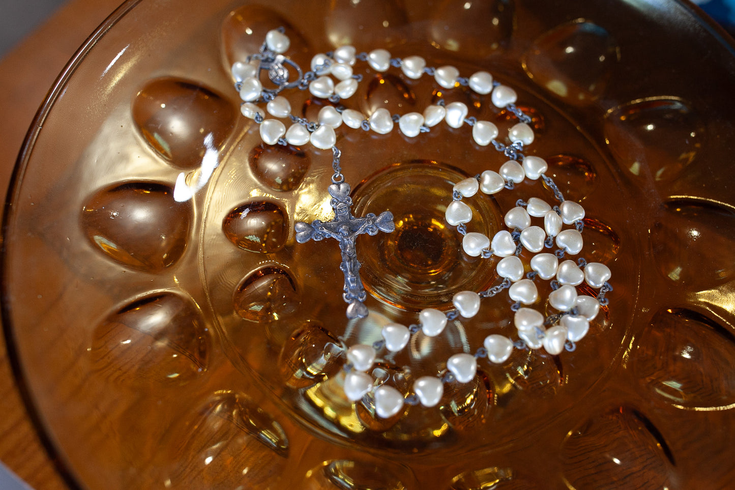 Vintage Rosary- Pearl Heart Rosary