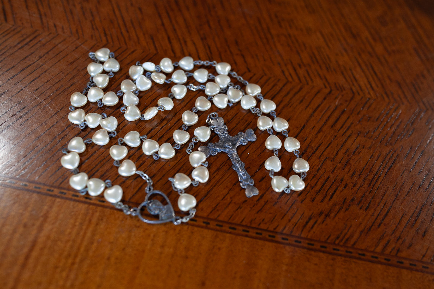 Vintage Rosary- Pearl Heart Rosary