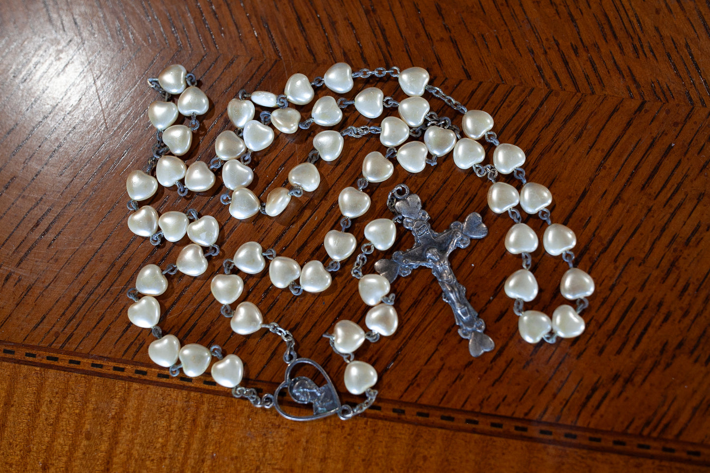 Vintage Rosary- Pearl Heart Rosary