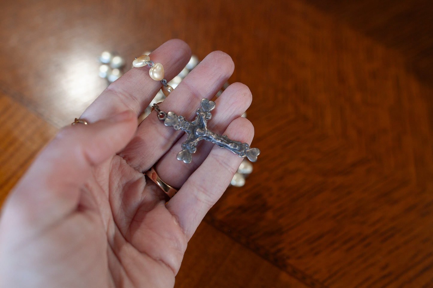 Vintage Rosary- Pearl Heart Rosary