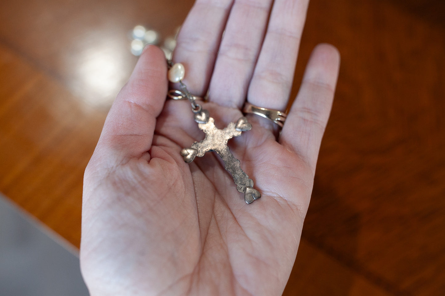 Vintage Rosary- Pearl Heart Rosary