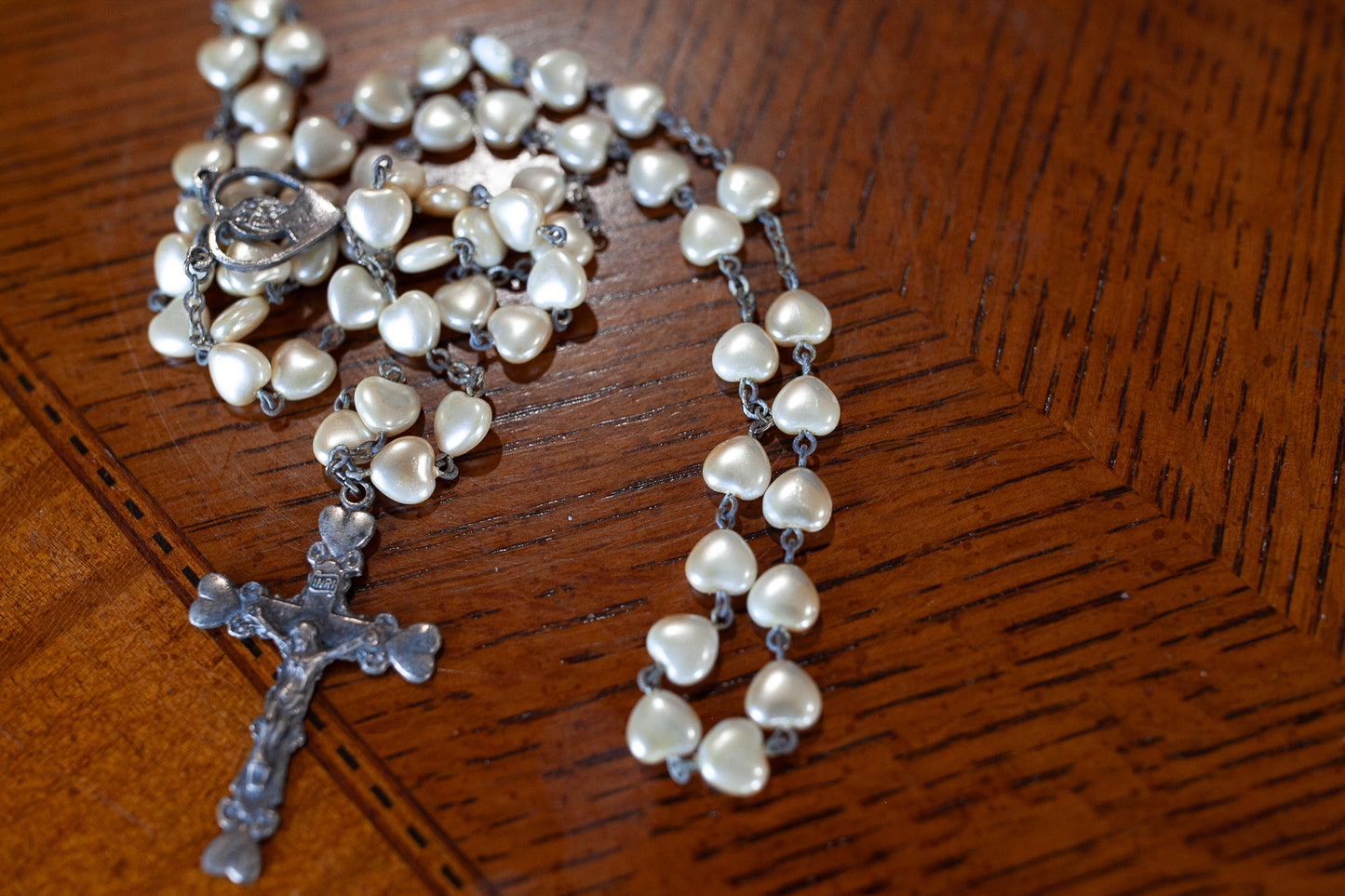 Vintage Rosary- Pearl Heart Rosary