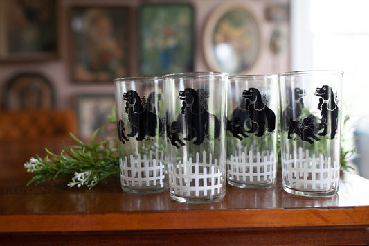 Vintage Glasses- 4 Glasses with Dogs- Cocker Spaniel