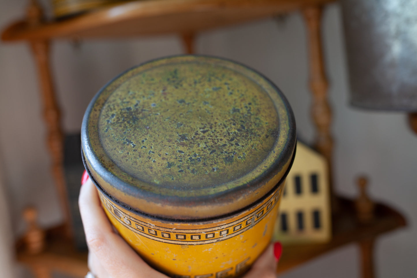 VintageCoffee Tin -Yellow Tin -coffee