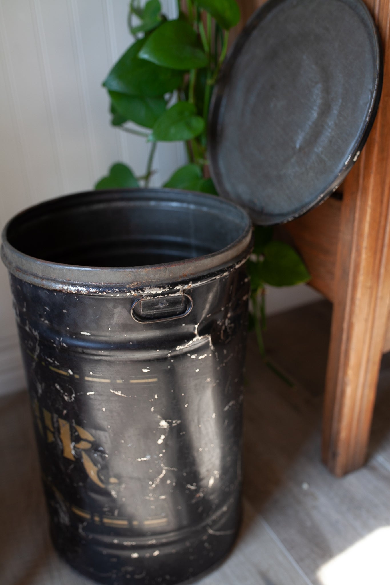 Antique Flour Tin - Large Black Flour Tin