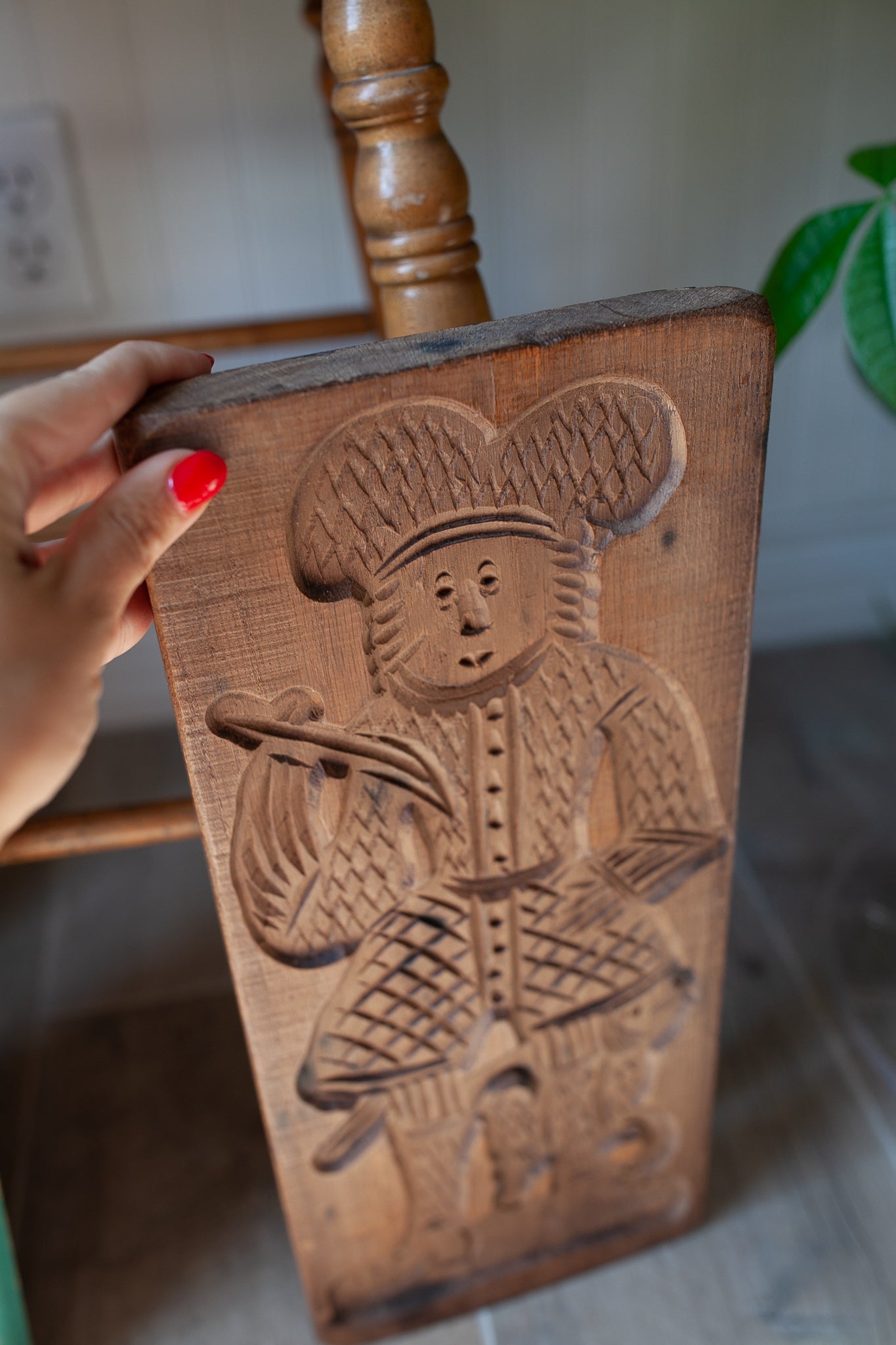 Vintage Wooden Mold - Carved wood Springerle Man