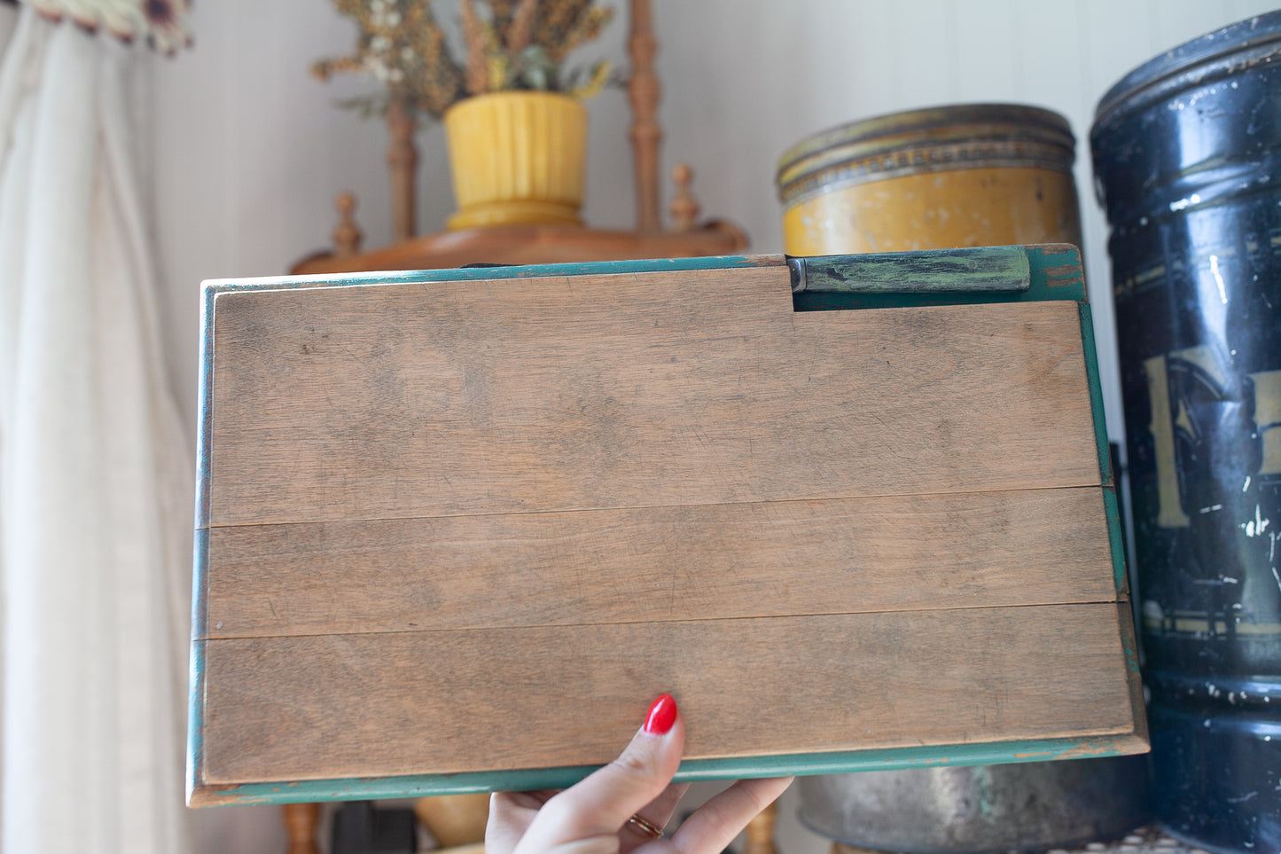 Vintage Wooden Cutting Board with Knife