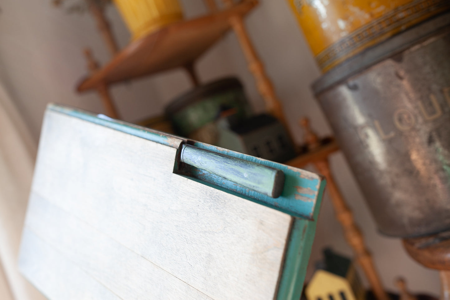 Vintage Wooden Cutting Board with Knife