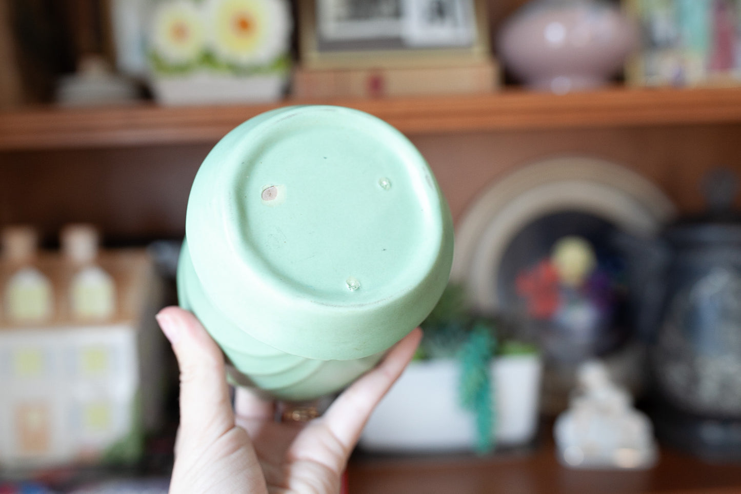 Vintage Green Planter -Green Matte Pottery